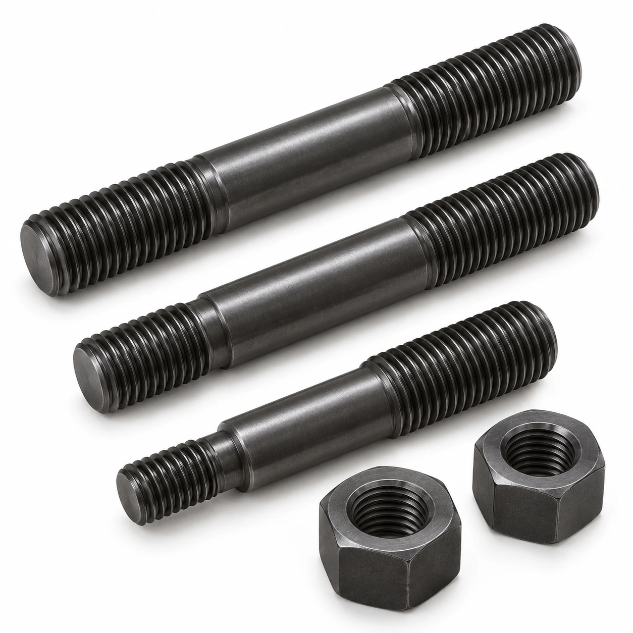 Representative custom combo studs with threaded ends and heavy hex nuts
